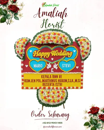 Karangan Papan Bunga Pernikahan di Afe Taduma